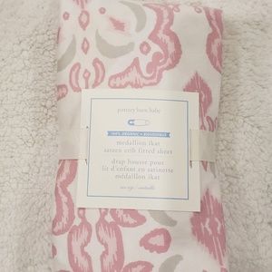PB Kids Medallion Ikat Sateen Crib Fitted Sheet